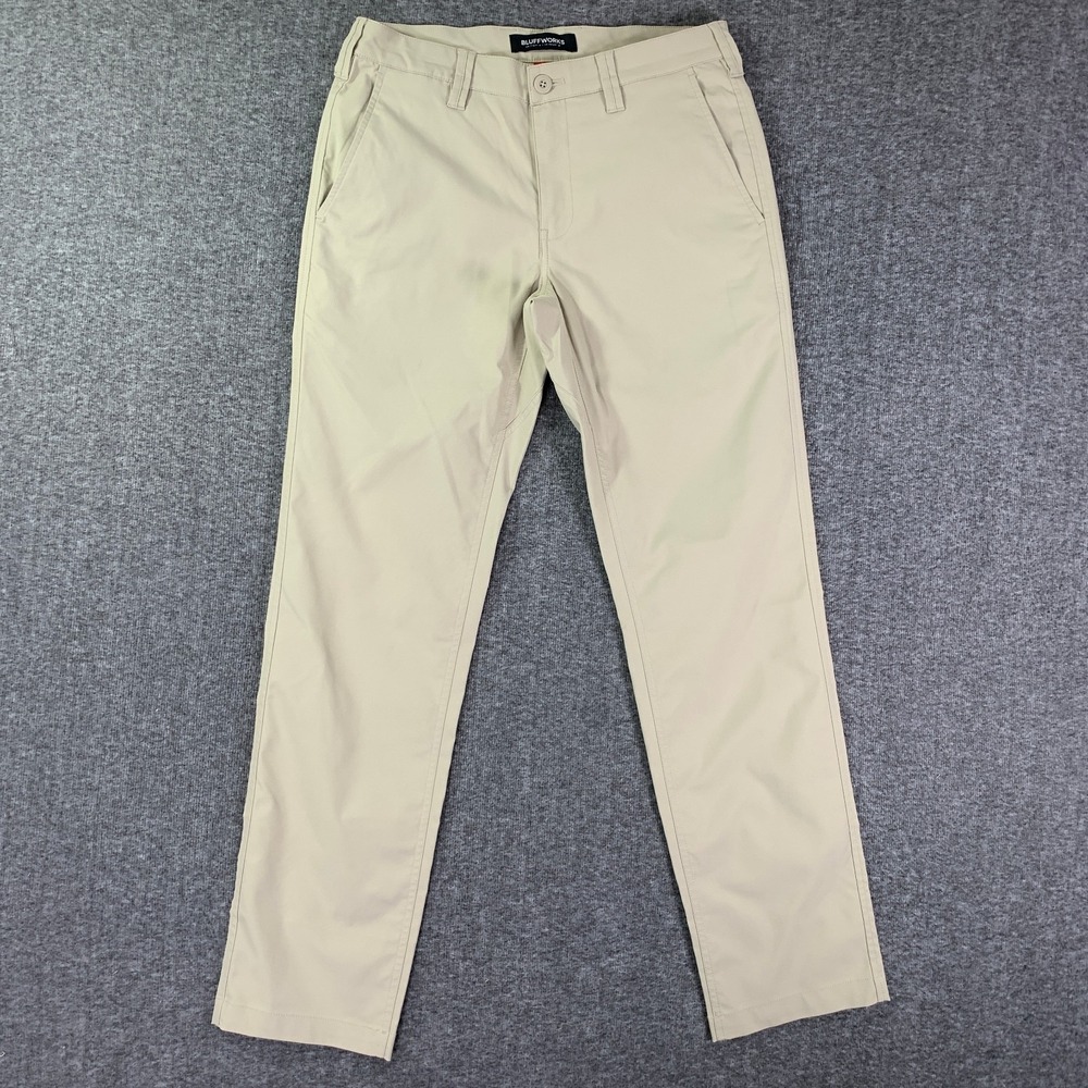 Bluffworks Ascender Chino Pants Men 30x32 Beige Regular Fit Trousers A2